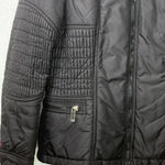 Tommy Hilfiger Moto Quilted Black Puffer Jacket Women's M Zip Front Tuck in Hood Photo 2