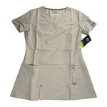 Dickies  Xtreme Stretch V-Neck Scrub Top Dark Khaki Stretch XXS Pockets Medical Photo 0