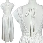 Free People  Ethereal Dainty Eyelet Lace Beaded Laine Midi Maxi Dress White Small Photo 6