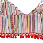Boho Festival Red Crop Top Halter Adjustable Straps Pom Pom Fringe Zips Large Photo 4