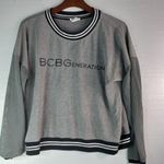BCBGeneration BCBG Generation L Spellout Mesh Sleeve Sweatshirt in Gray Black Photo 2