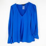 Boston Proper NEW Boston‎ Proper Audrey Satin Blouse L Blue Photo 1