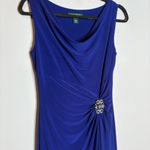 Ralph Lauren Lauren  royal blue slit maxi dress ruched embellished Photo 2