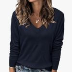 Arach & Cloz NEW NWT  Navy Blue Vneck Pullover Sweater Photo 0