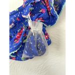 Vera Bradley  Floral Blue Ruffle Off-The-Shoulder Bikini Top W/ Straps $82 Size M Photo 3