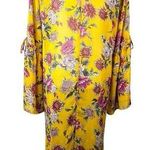 Band of Gypsies Floral Kaftan Coverup Swim Kimono Yellow Pink Large Tie Closure Photo 1