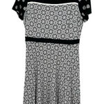 Loft  Size 6P Short Sleeve Round Neck Dress Black and White‎ Floral Print Rayon Photo 0