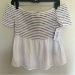 Guess NWT Women’s Off Should Striped Smocked Top With Flowy Bottom Size Small Photo 0
