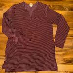 Duluth trading co.‎ Linger tunic style sweatshirt v neck stripes size MED Red Photo 0