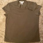 NWOT Bloomingdale’s khaki green tee shirt.Short sleeves.Button closure. Size PS. Photo 3