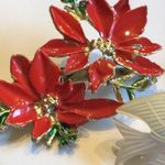 Lot of 3 Vintage Pins Poinsettia Dangling Pin & Mother of Pearl Dove Photo 1