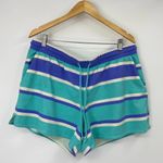 Wildfox Striped Lounge Shorts Drawstring Waist Blue Teal White Cotton Spandex XL Photo 1
