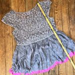 Free People Vintage  Gray Lace short sleeve Top Photo 4
