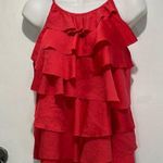 Loft Red Ruffled Tie Front Sleeveless Tank Top Photo 0
