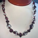 Vintage Clear & Red Murano Glass ''Scarlet Shimmer'' Necklace Toggle Clasp Photo 1