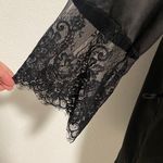 Coquette Womens Short Satin Black Robe with Eyelash Lace Sleeves One Size Photo 2