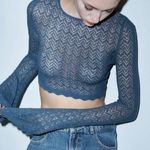 ZARA NWT POINTELLE CROP SWEATER Photo 1