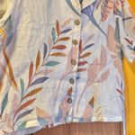 Cynthia Rowley  Leaf Print Linen Shirt, Button Up Size L Photo 3