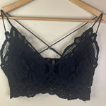 Free People One Vintage Size Large Black Lace Bralette Boho Coquette Goth Photo 0
