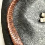 Fossil Vintage Black Pebbled Leather Bag Woven  Handles Shoulder Purse Key Charm Photo 4