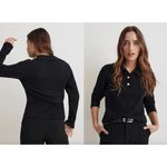 Madewell | NWT | Variegated Rib Boxy Polo Shirt | True Black | Sz XXS Photo 1