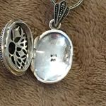 Sterling Silver Red Garnet Marcasite Locket  Filigree Design Photo 8