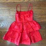 New With Tags Tiered Poplin Ruffle Mini Dress Size Medium Party Flirty Coquette Red Photo 7