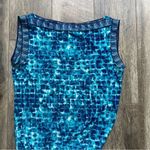 BCBGMAXAZRIA Womens Tunic Top Size Small Cyan Combo Draped Blue Multi Sleeveless Photo 3