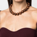 Rachel Comey 💕💕 Chunky Bead Choker Necklace Acrylic ~ Dark Brown NWOT Photo 0