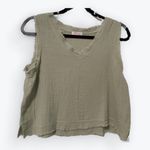 Pink Lily Call To Action Frayed Hem Gauze Tank Sage Green Size Medium Photo 2