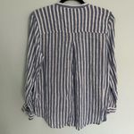 Lucky Brand Button Up Linen Blend Shirt Blue White Striped Size Large Photo 7