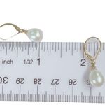 14K Real Pearl Yellow Gold Drop Earrings Photo 2