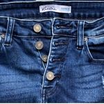 KANCAN Distressed Button Fly Skinny Raw Edge Denim Blue Jeans ~ Women's Size 26 Photo 8