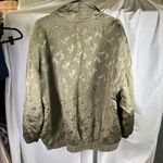 FU DA International Womens Bomber Jacket 2X Olive Green Silk Floral Full Zip Green Size XXL Photo 7