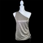 Maison d’ Amelie Women’s Top One Shoulder Ruched Side Metallic Size M Gold Size M Photo 1