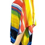 Apostrophe Womens Poncho Blouse Top Shirt Sheer Brightly Striped Pullover Medium Photo 7