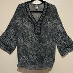 Evolution  Leopard Print V-Neck Blouse | Semi-Sheer Top | 3/4 Sleeve Women’s 1X Photo 0