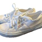 Superga White Canvas Silver Eyelet Detail 2750 Cotu Classic Size 7.5 Sneaker. Photo 0