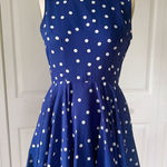 Maison Jules Blue and White Polka Dot Fit & Flare Dress Photo 0