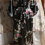 Old Shanghai Peacock Kimono Robe Black Size L Photo 0