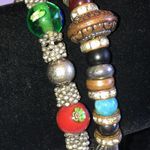 Lot of 2 Silver Tone Beaded Glass Beads Boho Stretchy Bracelets Photo 5