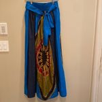 Touch Me Sash Multi Media Paneled Elasticated Waist Maxi Length Skirt Blue Olive Orange S Photo 2