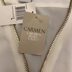 Carmen Marc Valvo  ivory white blouse with large detail exposed‎ zipper NEW Photo 6