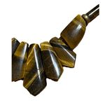 Vintage Tigers Eye collar necklace graduated beads copper toggle clasp 18" Photo 1