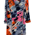 BCBGMAXAZRIA ‎ Silk Abstract Print Tunic Dress 12 V-Neck Painterly Mod Retro Photo 0