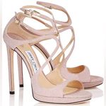 Jimmy Choo NEW  Lance 100 Glitter Heel Sandals in Ballet Pink Size 40 Photo 0
