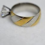 Source Unknown New Classy Design Gold & Silver Tone Wide Band Crystal Size 9 Ring Photo 1