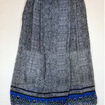 Halo Sheer Maxi Skirt Geometric Print Blue Black White Boho Elastic Waist Size XL Photo 0