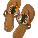Tory Burch Sandals Pastel Rainbow Printed Patented Leather Miller Sandals Size 5 Photo 0