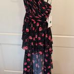 Mac Duggal NWT 70246 Black Floral Chiffon One Shoulder High Low Maxi Dress 0 Photo 0
